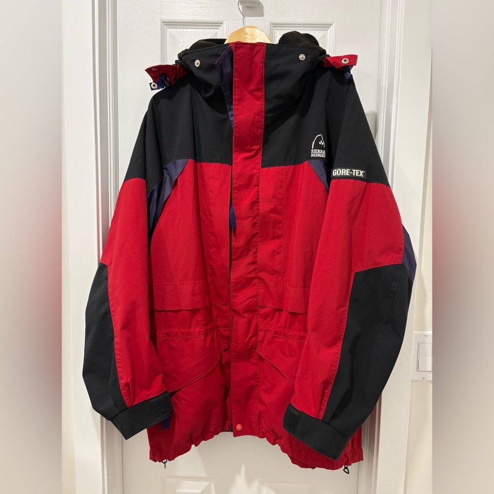 Vintage Sierra designs Red and Black Gore-Tex Jacket Shell windbreaker 2XL